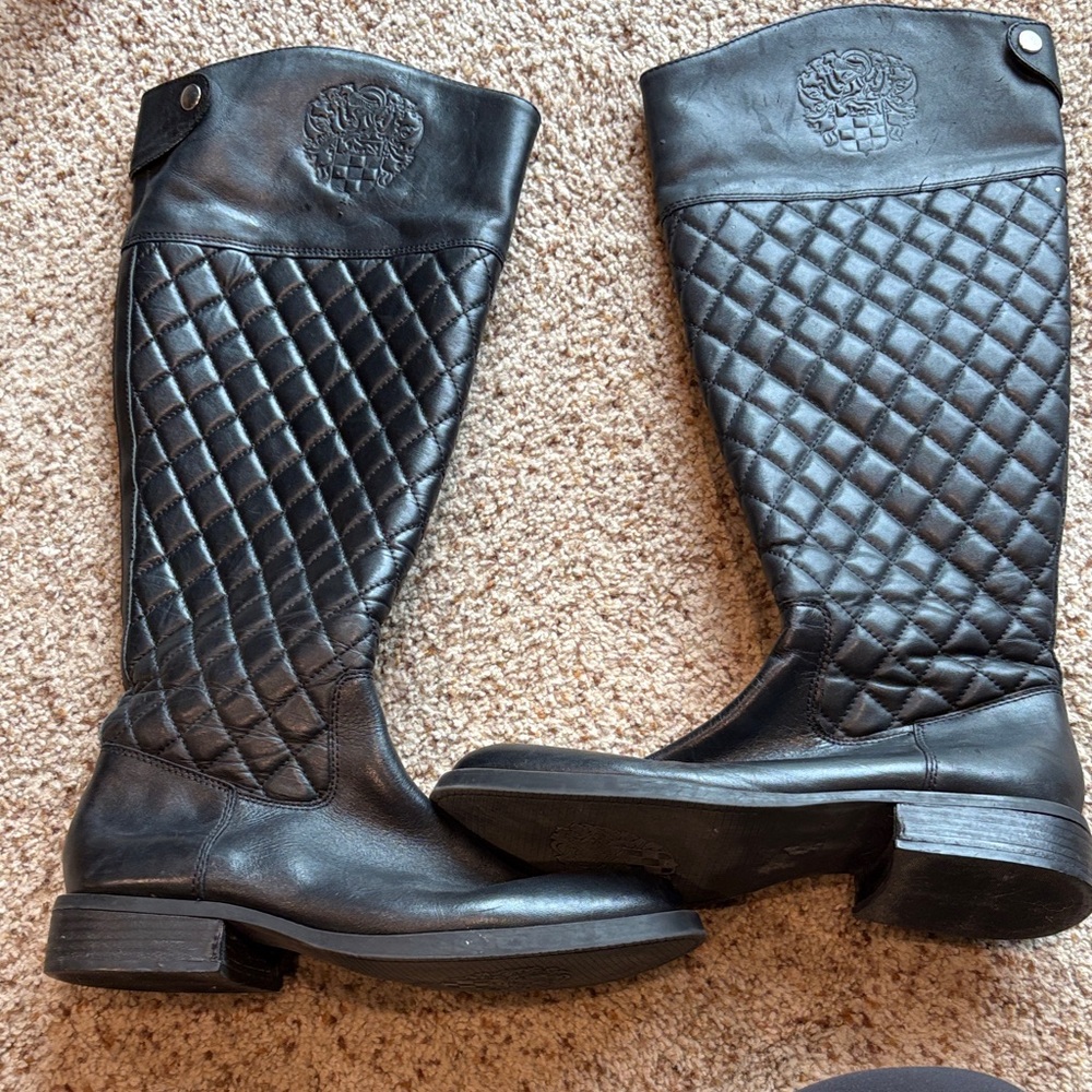 Vince Camuto Black Quilted Riding Boots size 8.5**